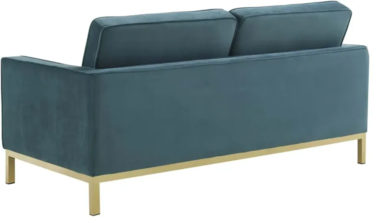 Loft Gold Stainless Steel Leg Performance Velvet Loveseat