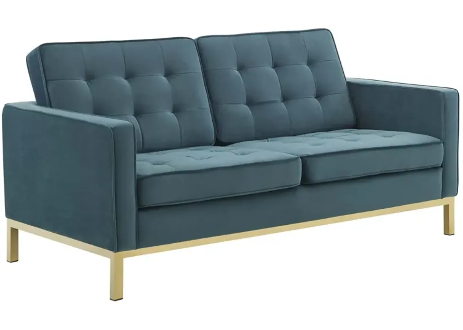 Loft Gold Stainless Steel Leg Performance Velvet Loveseat