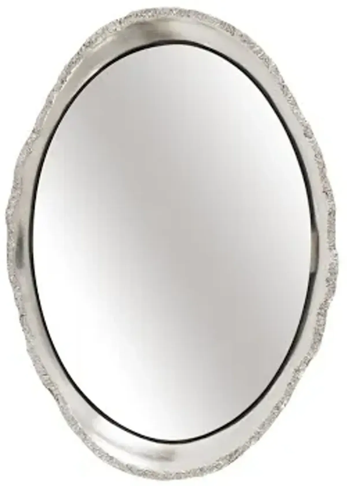 broken egg mirror, silver leaf