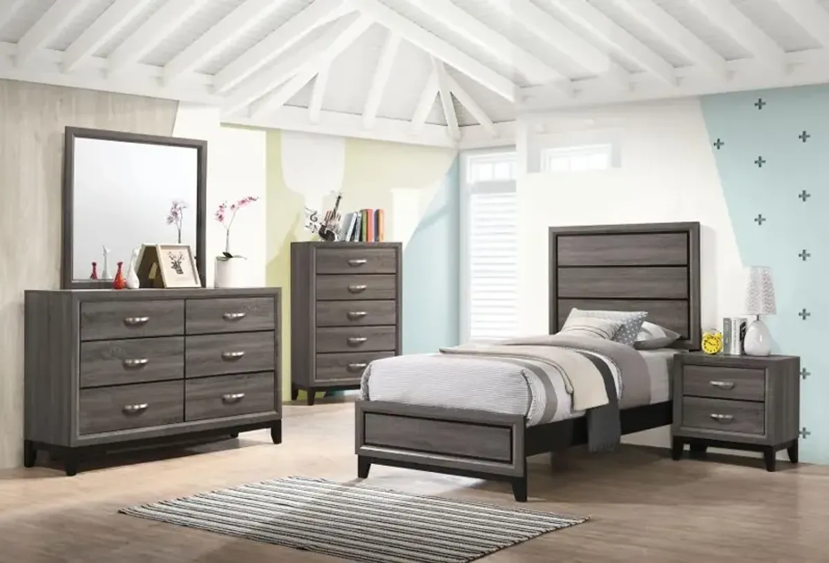 Rathgormack Twin Panel Bed Grey Oak