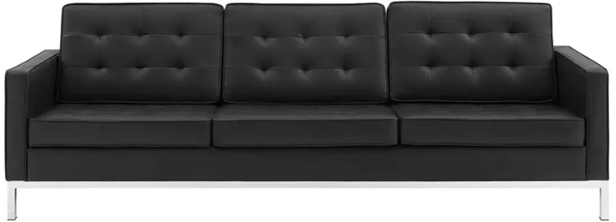 Loft Tufted Upholstered Faux Leather Sofa