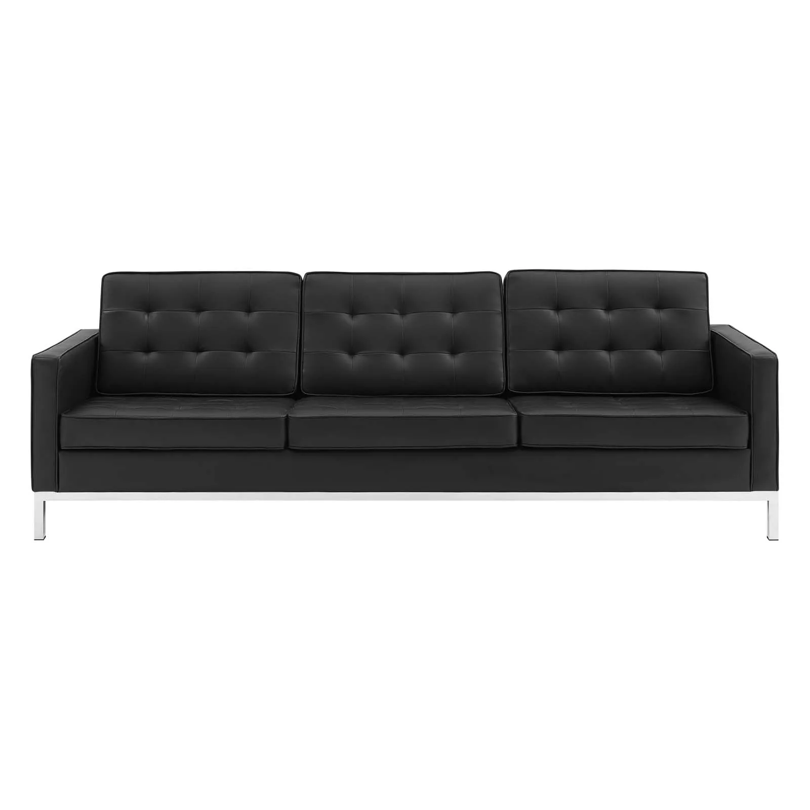 Loft Tufted Upholstered Faux Leather Sofa