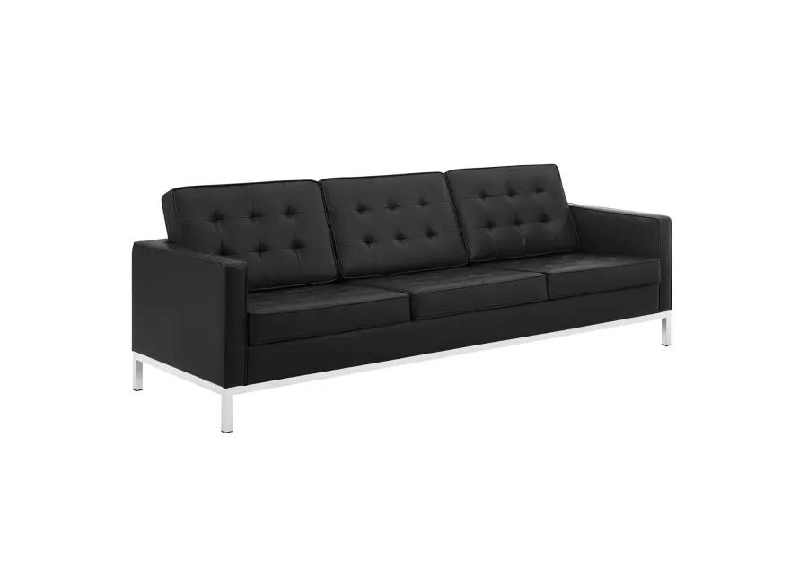 Loft Tufted Upholstered Faux Leather Sofa