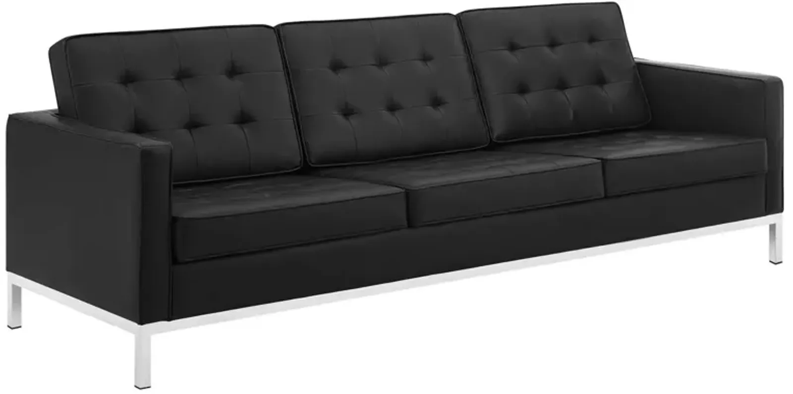 Loft Tufted Upholstered Faux Leather Sofa