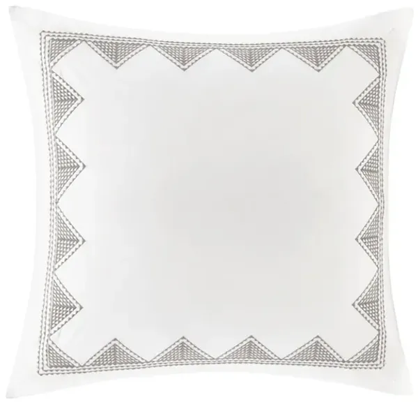 INK+IVY Isla White Cotton Embroidered Euro Sham