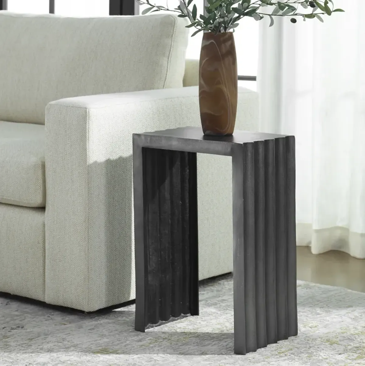 In The Groove Aluminum Accent Table