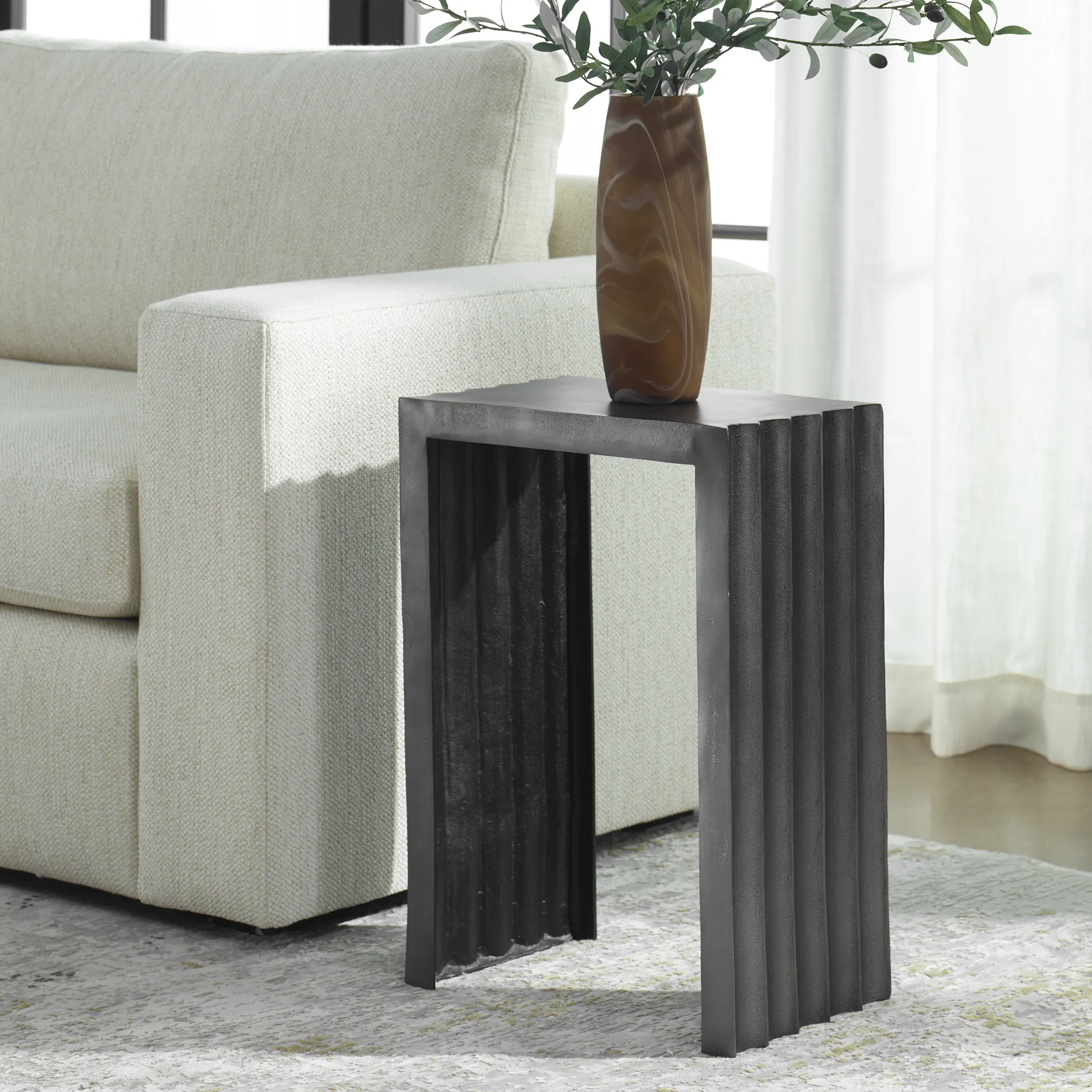 In The Groove Aluminum Accent Table