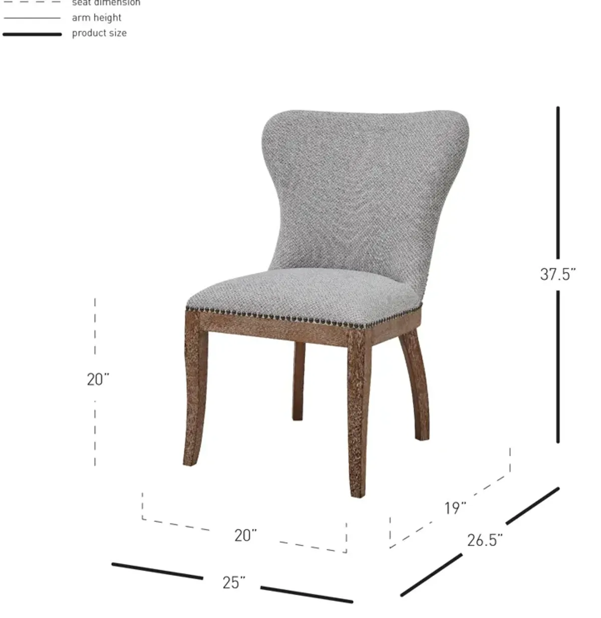 Dorsey Fabric Dining Side Chair Drift Wood Legs, Cardiff Gray