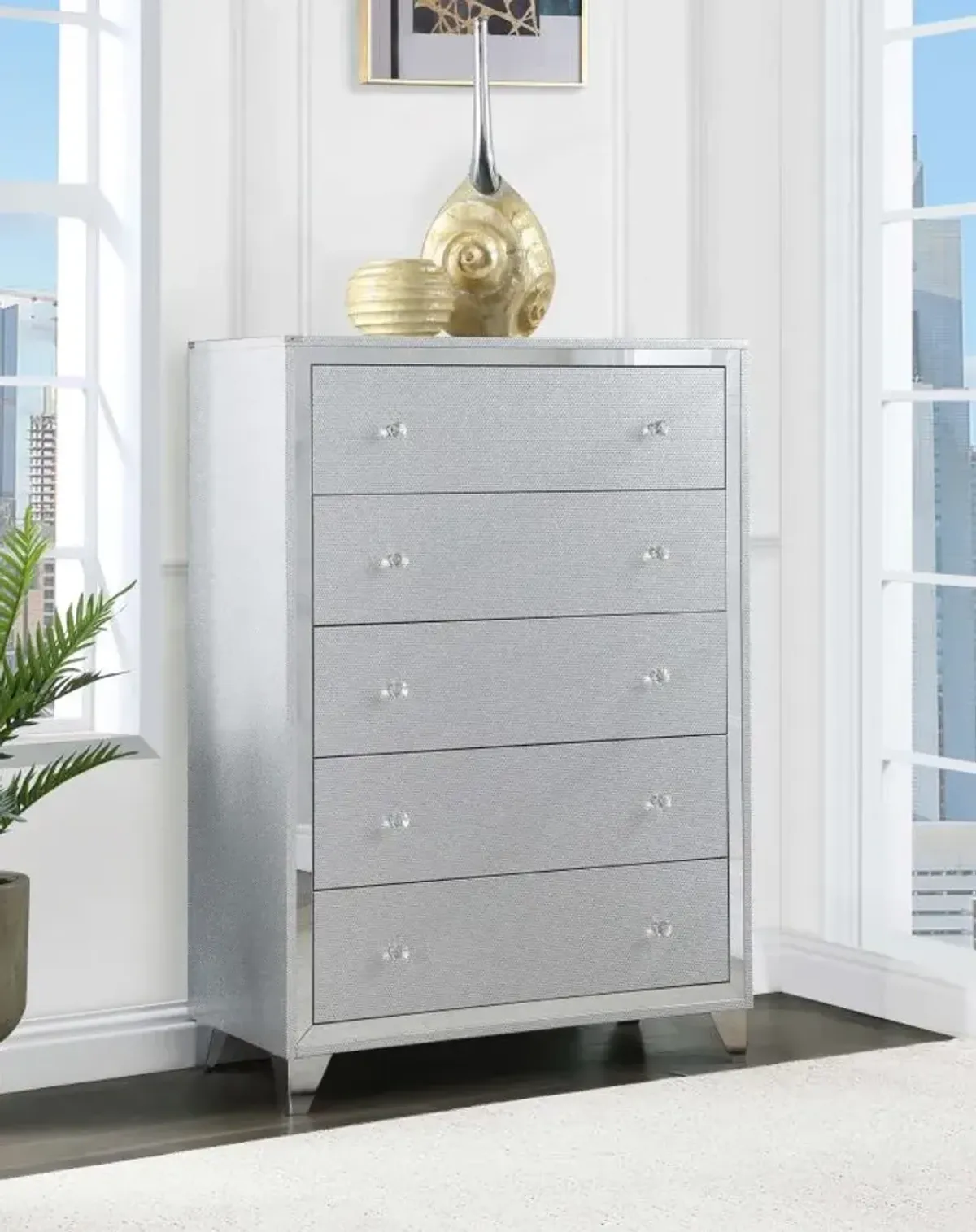 Larue 5-drawer Chest Silver