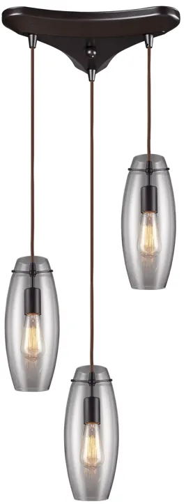 Menlow Park 10" Wide 3-Light Multi Pendant - Oiled Bronze