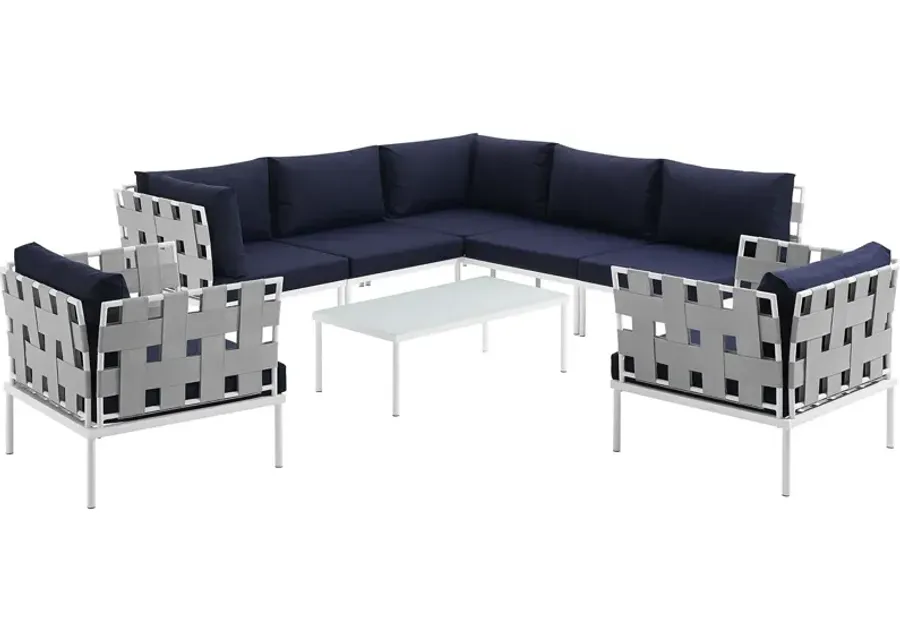 Harmony 8 Piece Outdoor Patio Aluminum Sectional Sofa Set