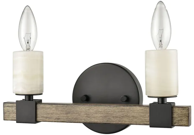 Stone Manor 12" Wide 2-Light Vanity Light - Matte Black