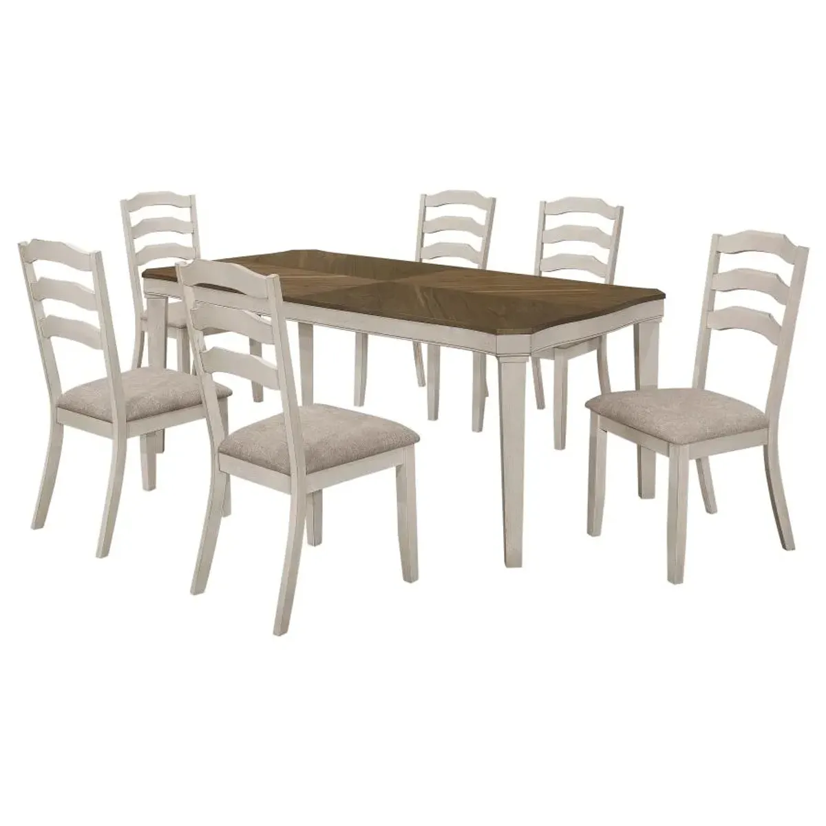 Ronnie 7-piece Starburst Dining Table Set Khaki and Rustic Cream