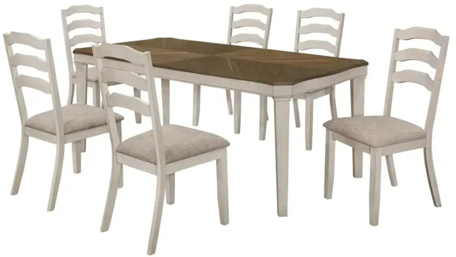 Ronnie 7-piece Starburst Dining Table Set Khaki and Rustic Cream