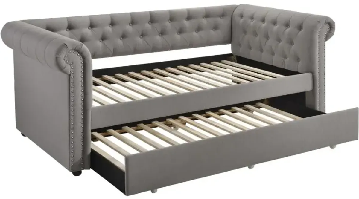 Kepner Tufted Upholstered Daybed Grey with Trundle