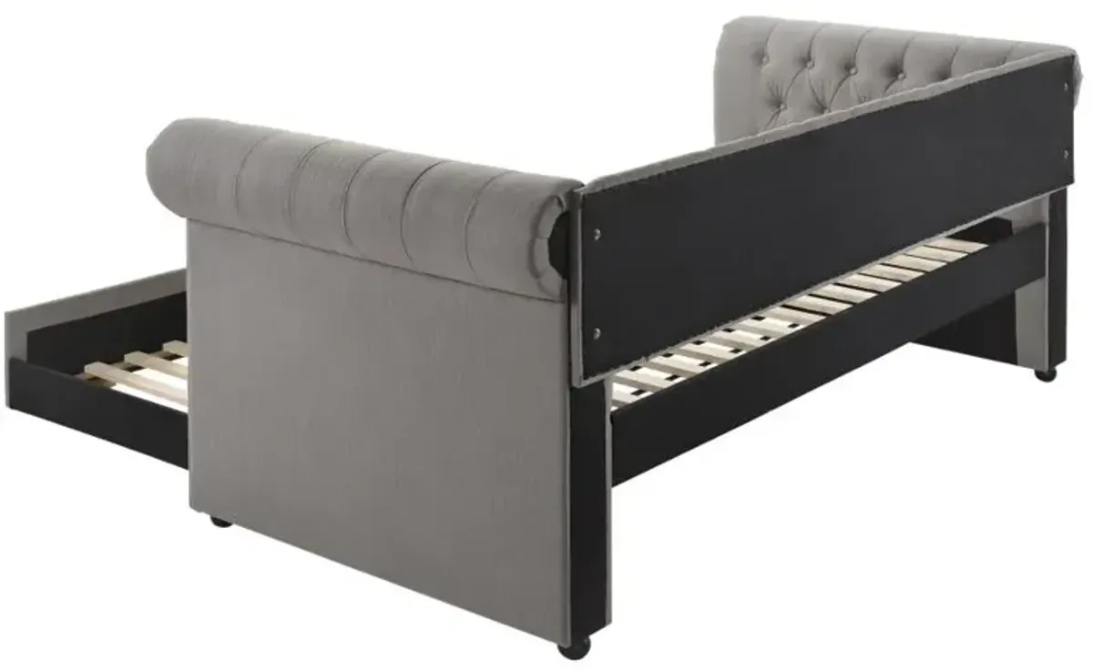 Kepner Tufted Upholstered Daybed Grey with Trundle