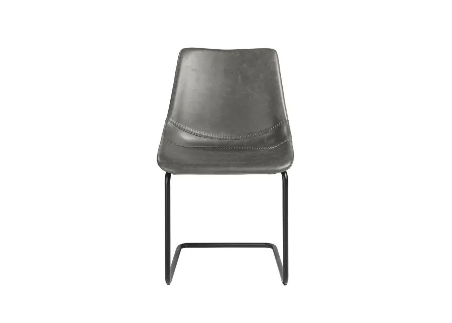 Flynn Side Chair in Vintage Gray with Black Steel Legs - Set of 2