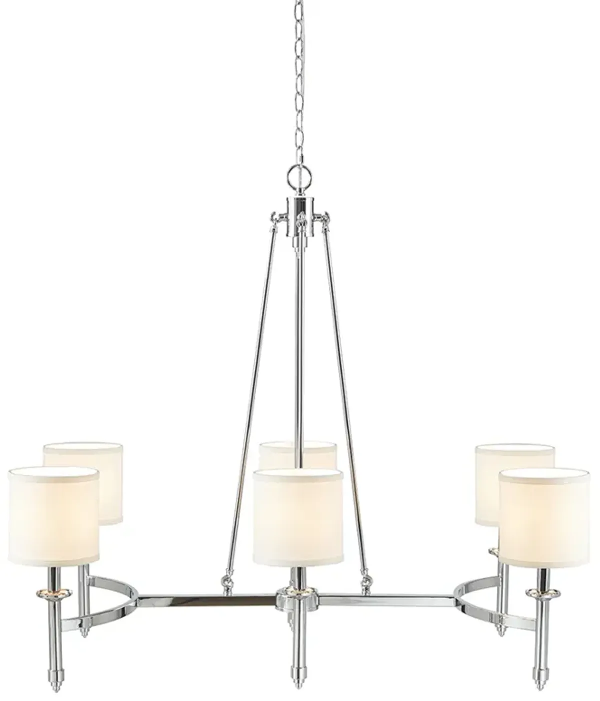 6-light Chandelier with Fabric Drum Shades