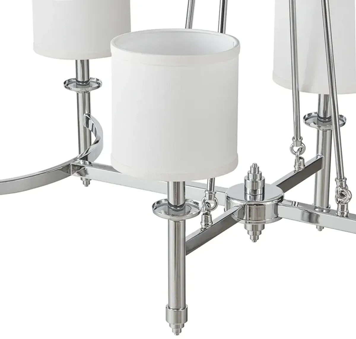 6-light Chandelier with Fabric Drum Shades