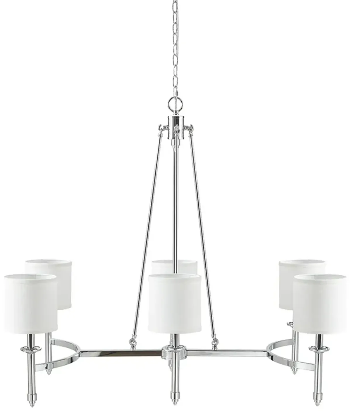 6-light Chandelier with Fabric Drum Shades