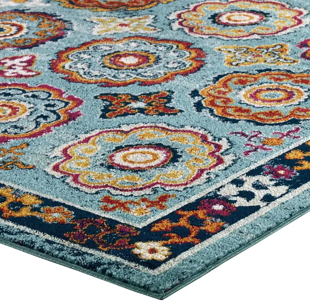 Entourage Odile Distressed Floral Moroccan Trellis 5x8 Area Rug