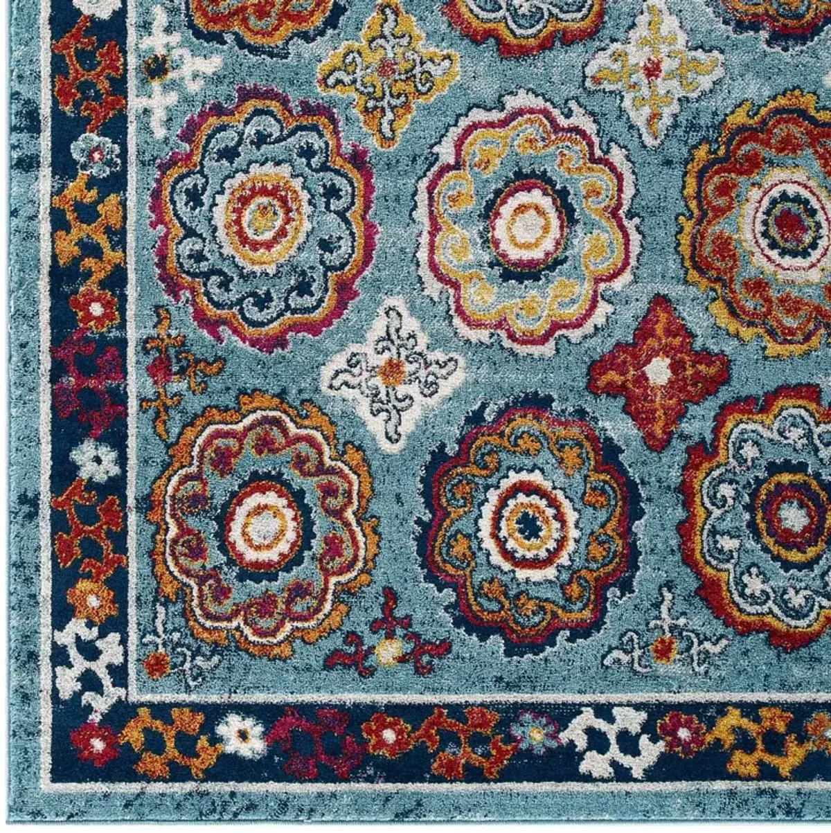 Entourage Odile Distressed Floral Moroccan Trellis 5x8 Area Rug