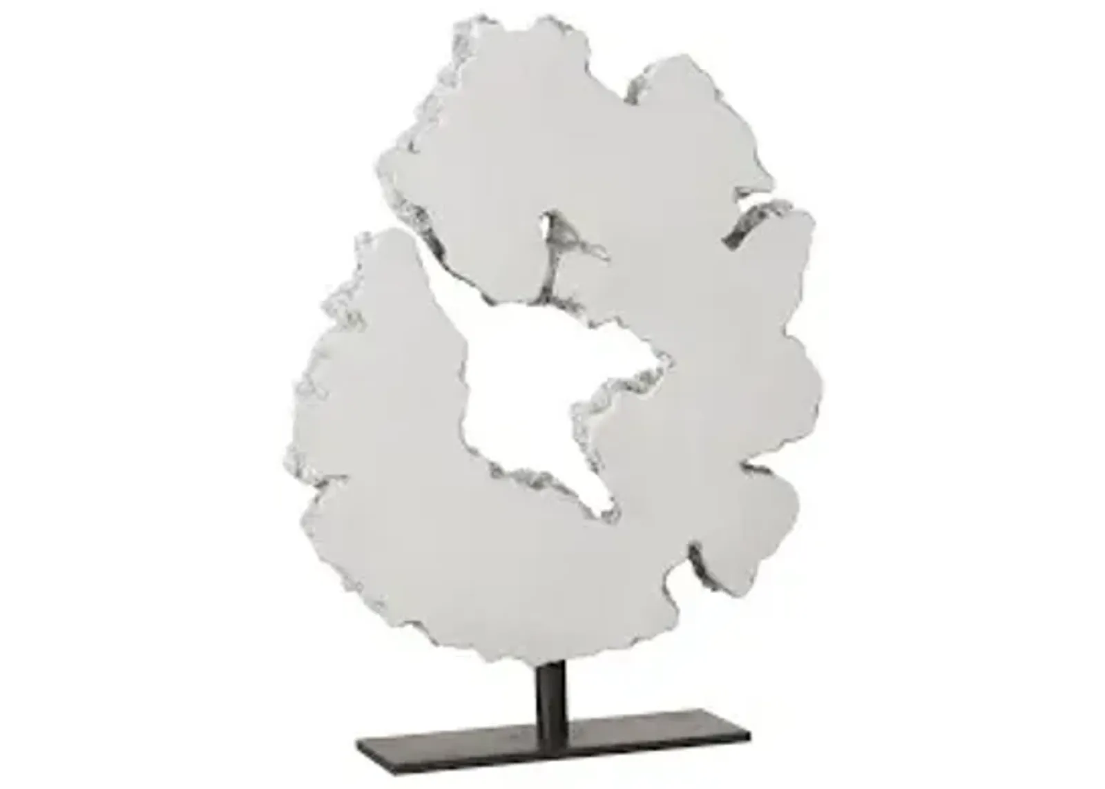 lava slice sculpture on stand, resin, stainless steel