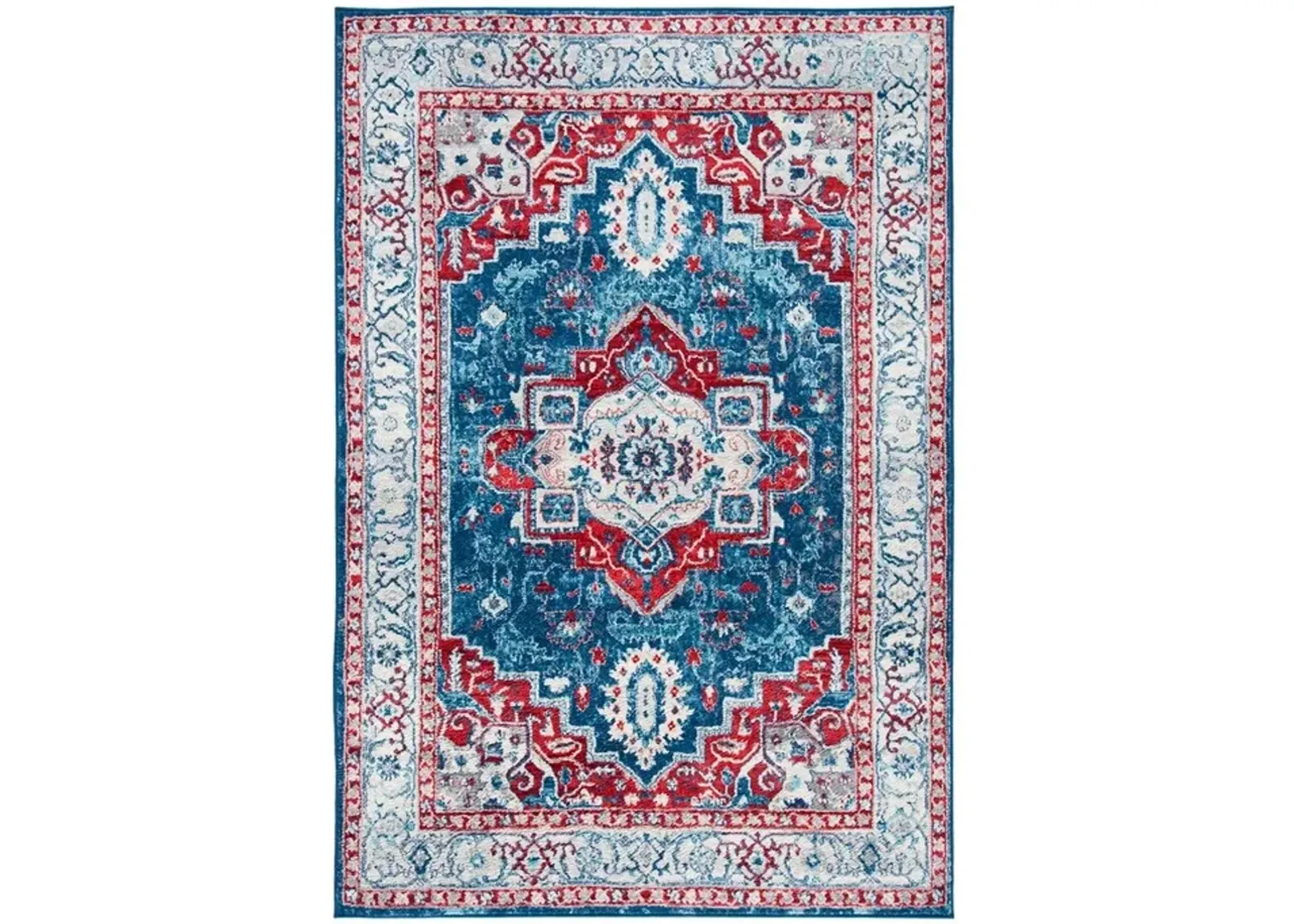 Brentwood 851 Navy / Red 3' X 5' Small Rectangle Powerloomed Rug