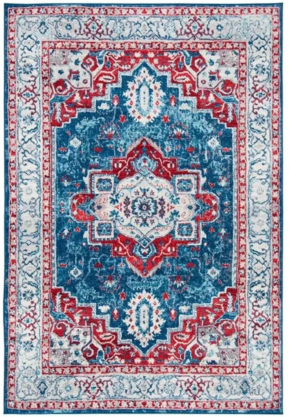 Brentwood 851 Navy / Red 3' X 5' Small Rectangle Powerloomed Rug