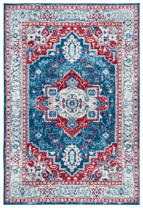 Brentwood 851 Navy / Red 3' X 5' Small Rectangle Powerloomed Rug