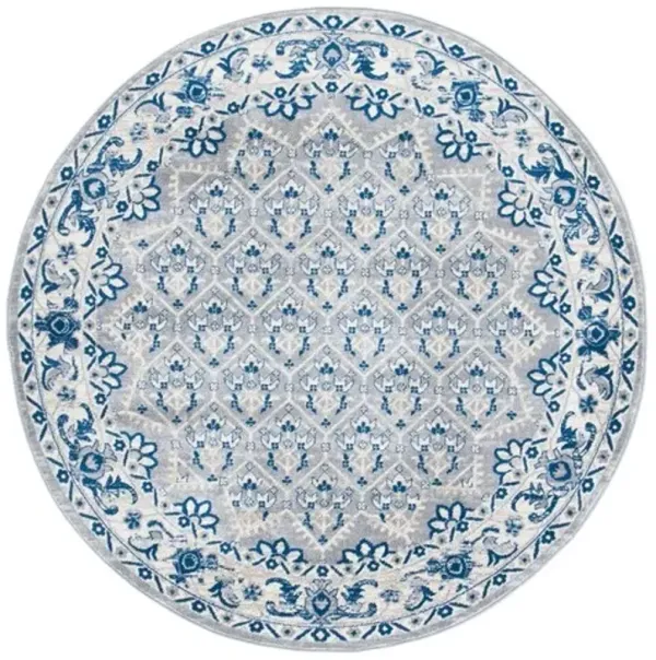 Brentwood 869 Grey / Blue 6'-7" X 6'-7" Round Round Powerloomed Rug