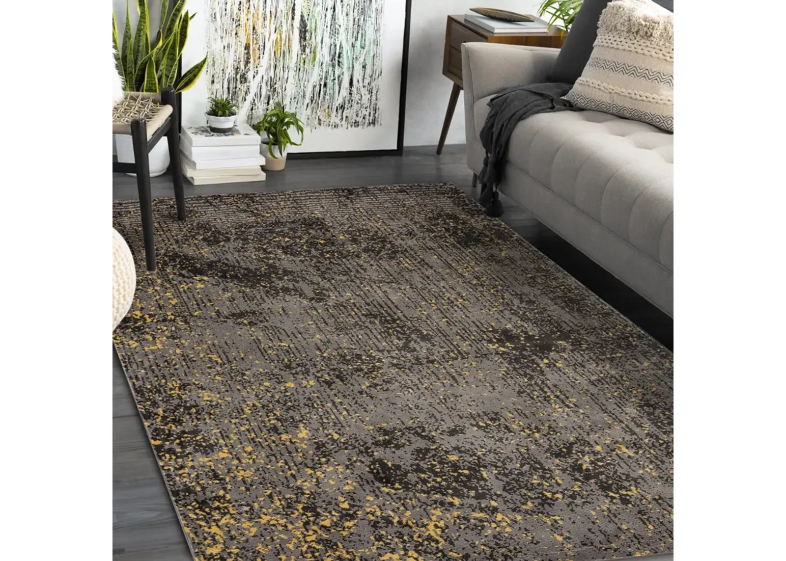 Ivy Impulse Speckled Abstract Embers Contemporary Area Rug  5' x 7'6"