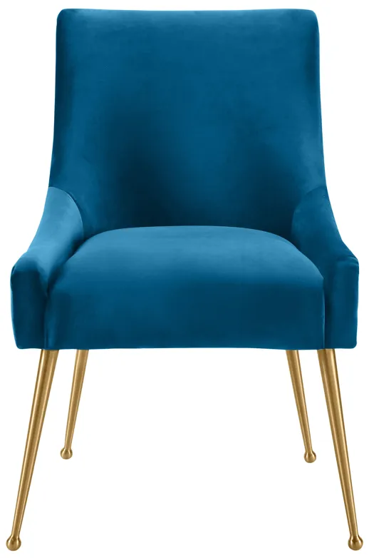 Beatrix Pleated Navy Velvet Side Chair