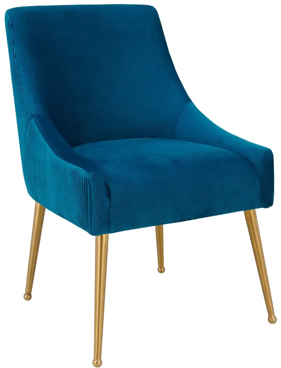 Beatrix Pleated Navy Velvet Side Chair