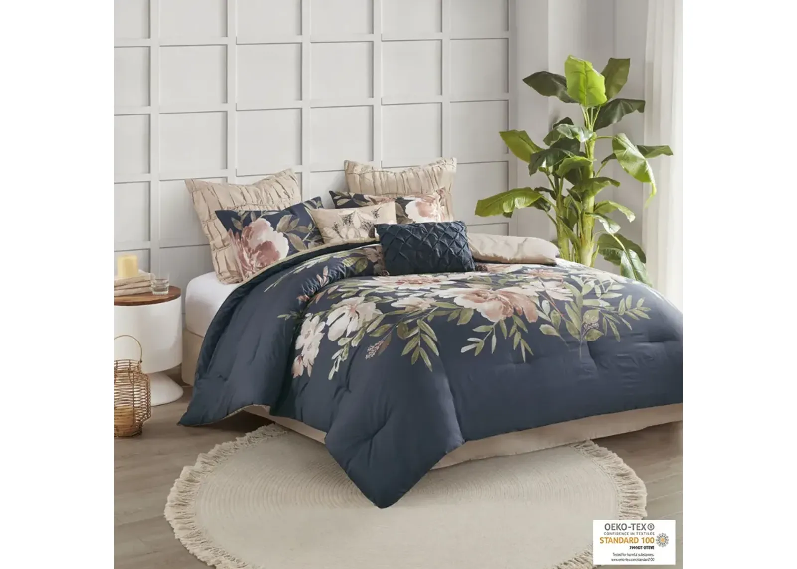 Madison Park Camillia Navy 8 Piece Cotton Comforter Set