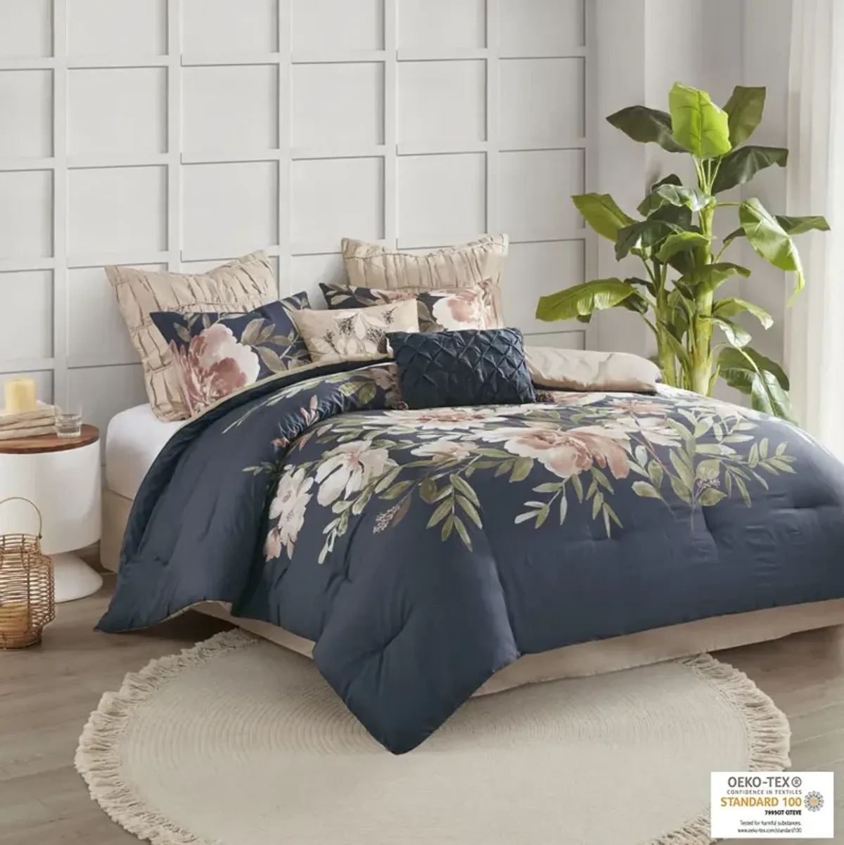 Madison Park Camillia Navy 8 Piece Cotton Comforter Set