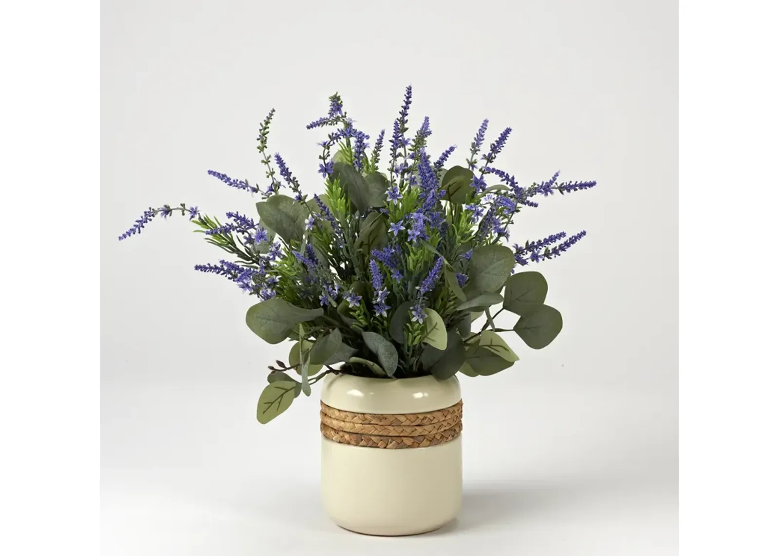 Lavender And Eucalyptus in Glazed Ceramic Planter