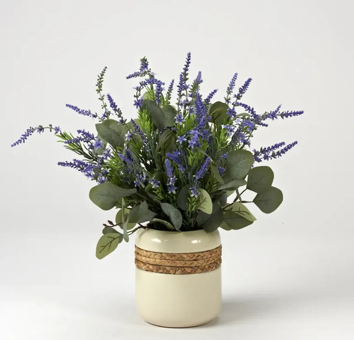 Lavender And Eucalyptus in Glazed Ceramic Planter