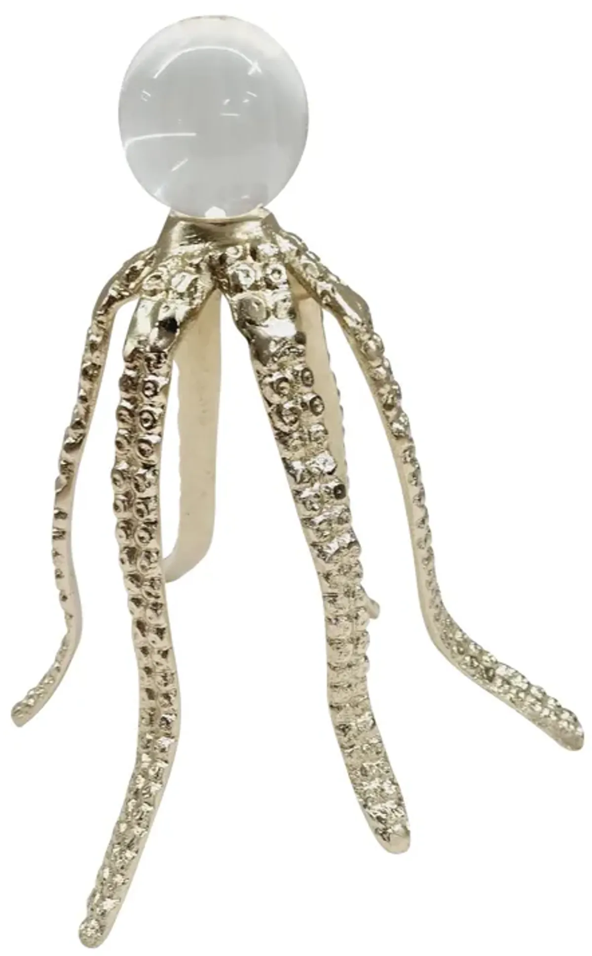 Metal, 10" Octopus Legs W/ Acrylic Ball, Champagne