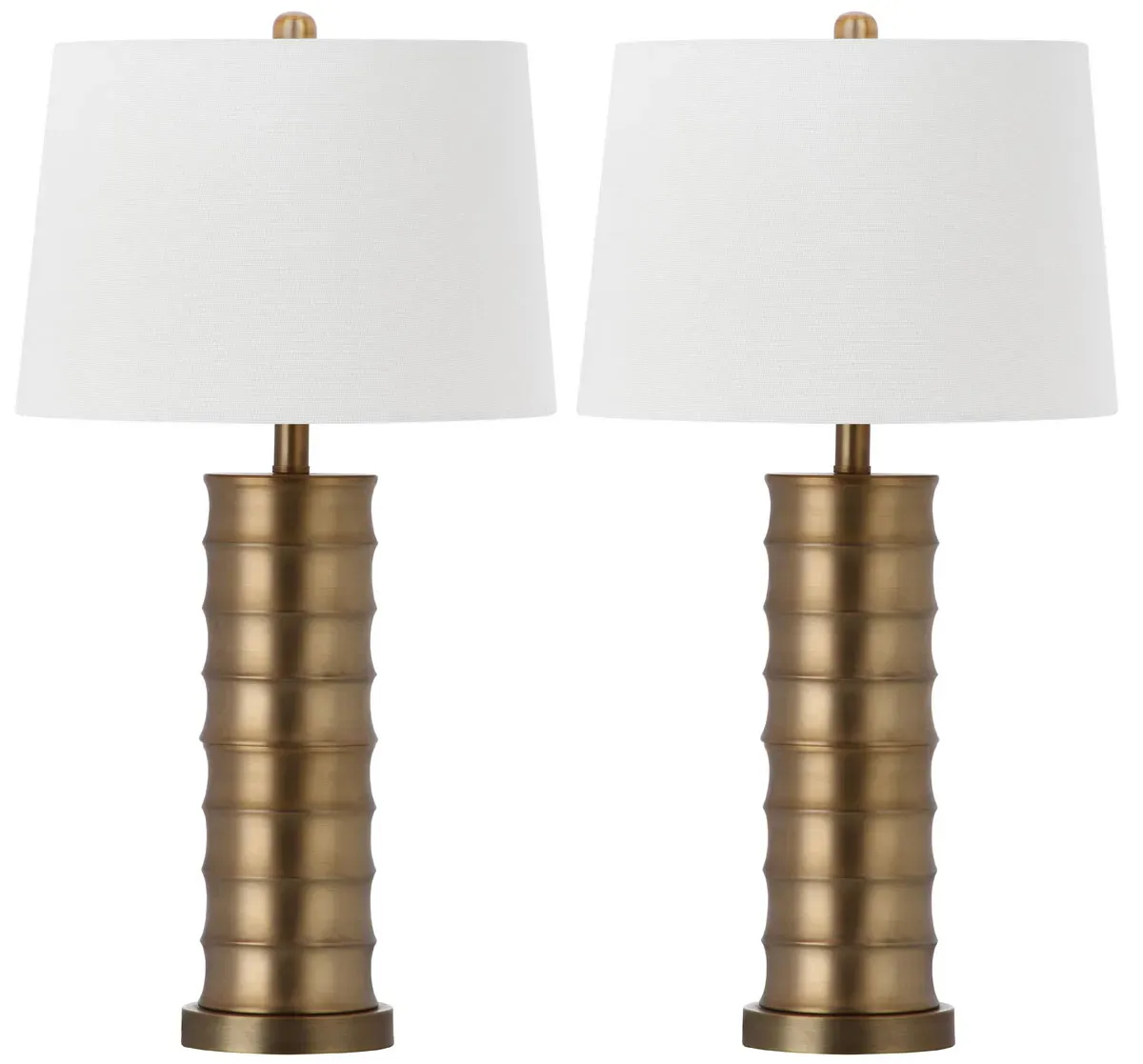 Linus 28.5-Inch H Brass Column Table Lamp - Set of 2