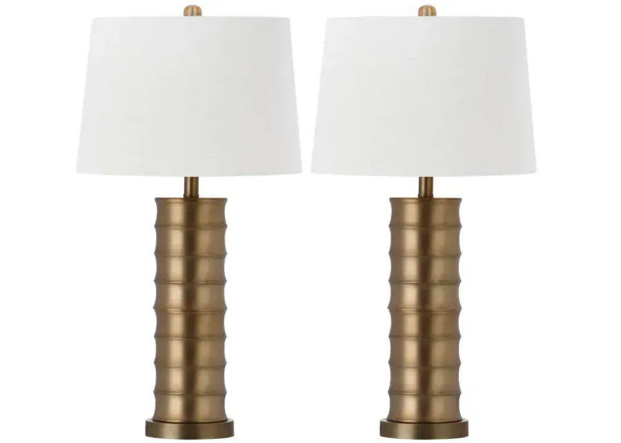 Linus 28.5-Inch H Brass Column Table Lamp - Set of 2