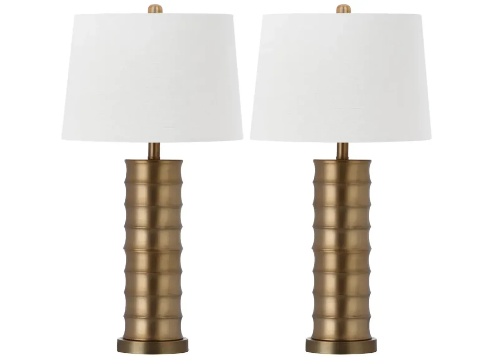 Linus 28.5-Inch H Brass Column Table Lamp - Set of 2