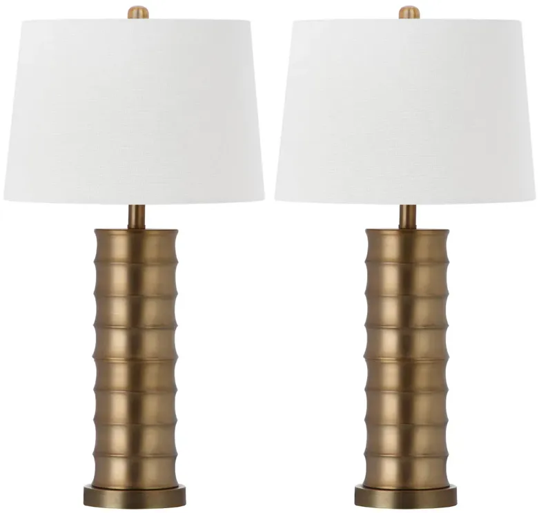 Linus 28.5-Inch H Brass Column Table Lamp - Set of 2