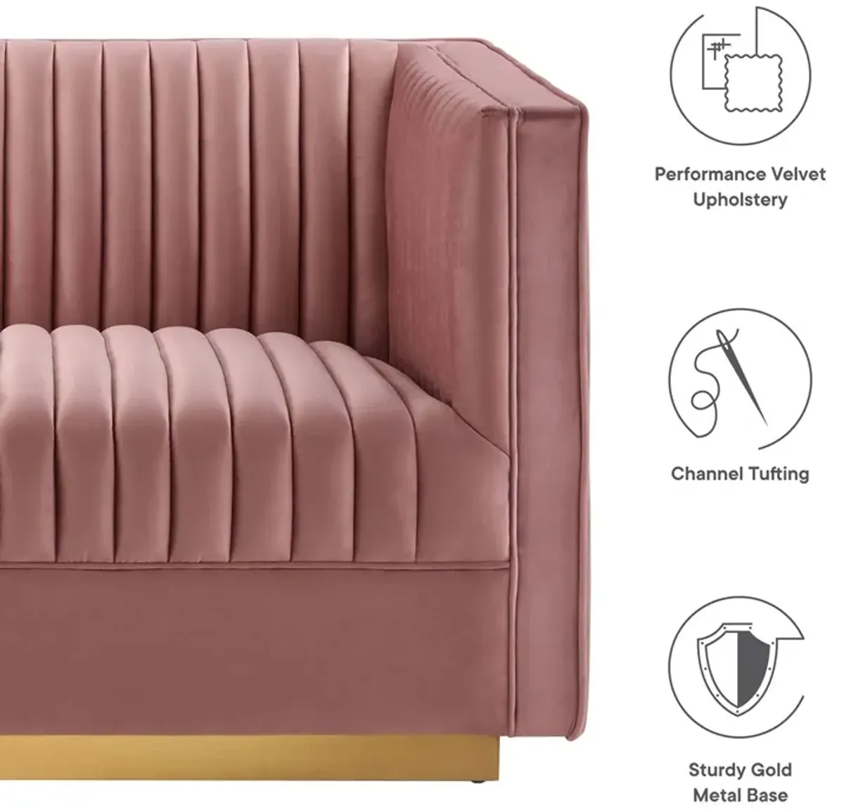 Sanguine Channel Tufted Performance Velvet Modular  Loveseat