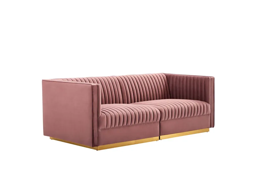 Sanguine Channel Tufted Performance Velvet Modular  Loveseat