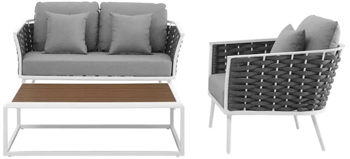 Stance 3 Piece Outdoor Patio Aluminum Sectional Sofa Set