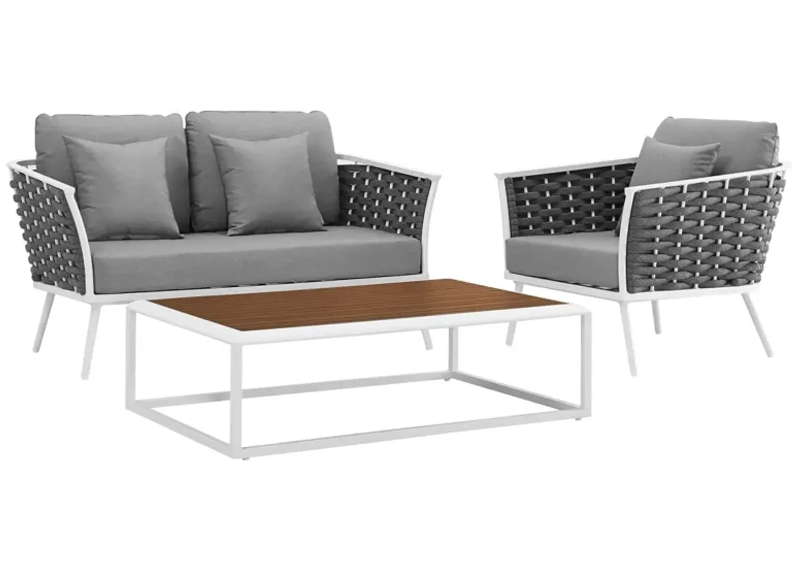 Stance 3 Piece Outdoor Patio Aluminum Sectional Sofa Set