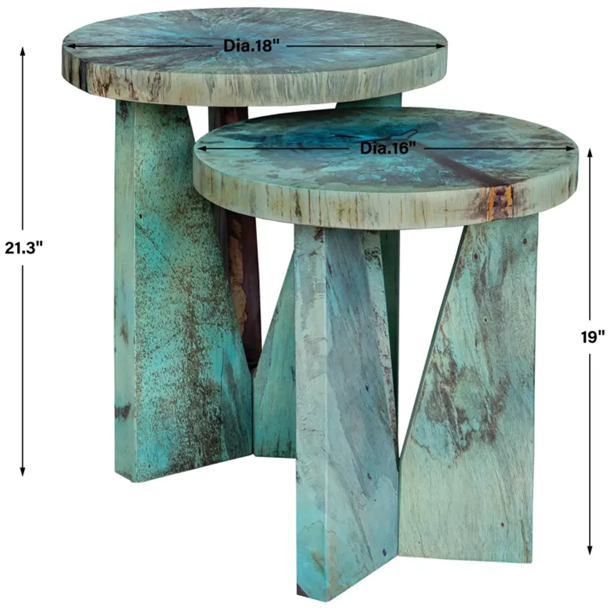 Nadette Blue Nesting Tables, S/2