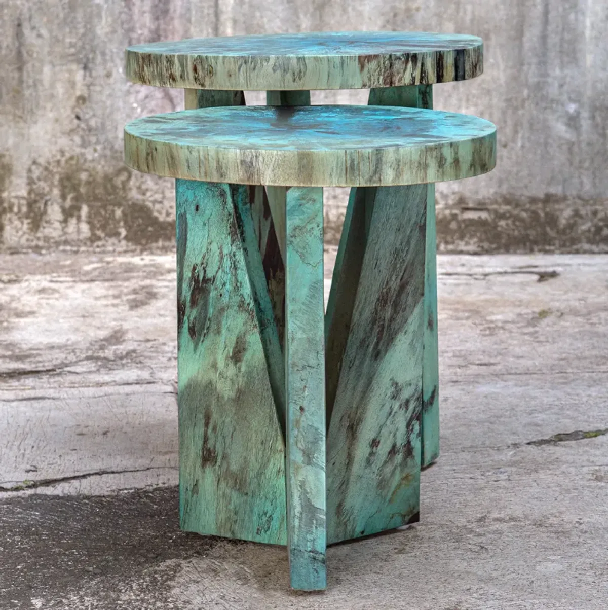 Nadette Blue Nesting Tables, S/2