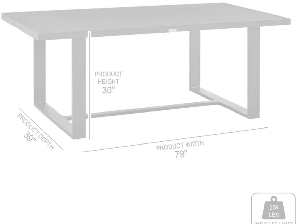 Menorca Outdoor Patio 7-Piece Dining Table Set in Aluminum with Grey Cushions